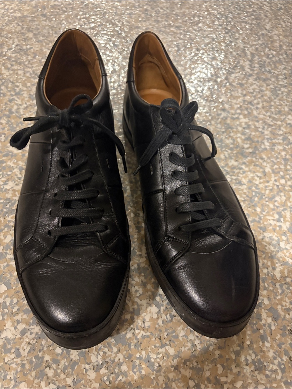 Donald J. Pliner Black Leather Lace-Up Sneakers